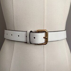 Fendi White Long Leather Belt - 31-41" Waist, made in Italy 🇮🇹